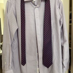 Classic White and Blue Checkered Dress Shirt with Tie